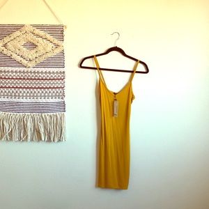 Boohoo camisole bodycon mustard dress